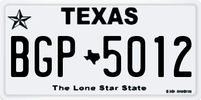 TX license plate BGP5012