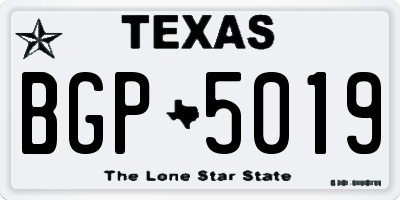 TX license plate BGP5019