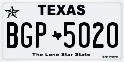 TX license plate BGP5020