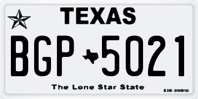 TX license plate BGP5021