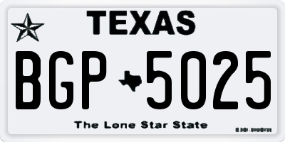 TX license plate BGP5025