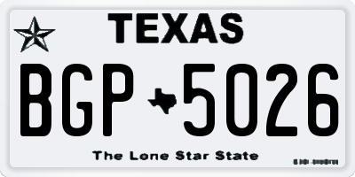 TX license plate BGP5026