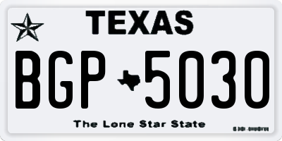 TX license plate BGP5030