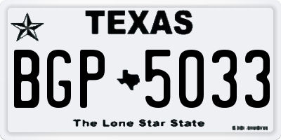 TX license plate BGP5033