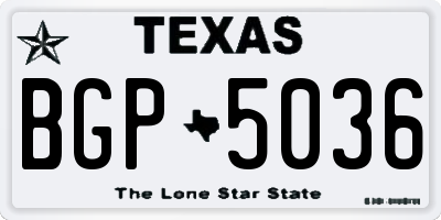 TX license plate BGP5036