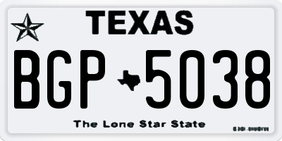 TX license plate BGP5038