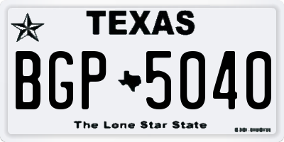 TX license plate BGP5040