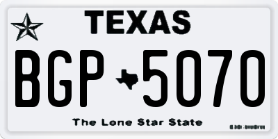 TX license plate BGP5070