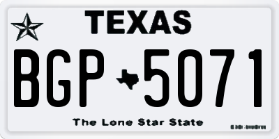TX license plate BGP5071