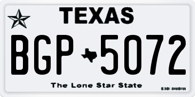 TX license plate BGP5072