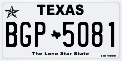 TX license plate BGP5081