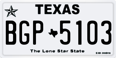 TX license plate BGP5103