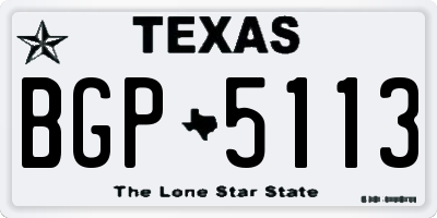 TX license plate BGP5113