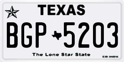 TX license plate BGP5203