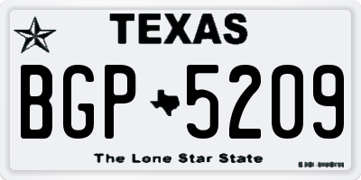 TX license plate BGP5209