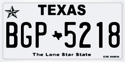 TX license plate BGP5218