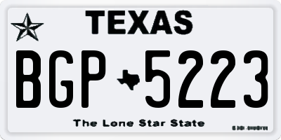 TX license plate BGP5223