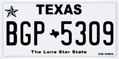 TX license plate BGP5309