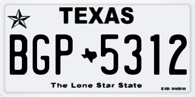 TX license plate BGP5312