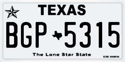 TX license plate BGP5315