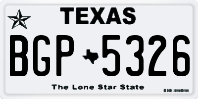 TX license plate BGP5326