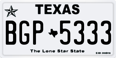TX license plate BGP5333