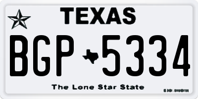 TX license plate BGP5334