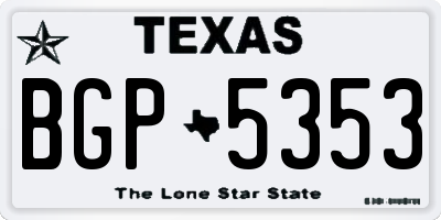 TX license plate BGP5353
