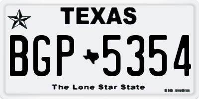 TX license plate BGP5354