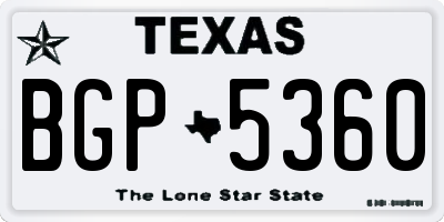 TX license plate BGP5360