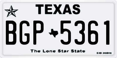 TX license plate BGP5361