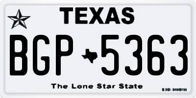TX license plate BGP5363