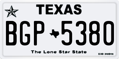 TX license plate BGP5380