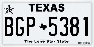 TX license plate BGP5381