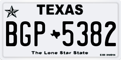 TX license plate BGP5382