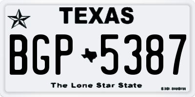 TX license plate BGP5387