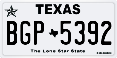 TX license plate BGP5392