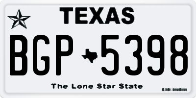 TX license plate BGP5398
