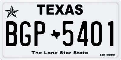 TX license plate BGP5401