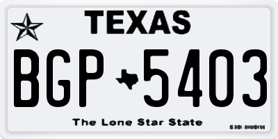 TX license plate BGP5403