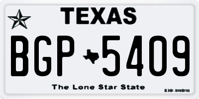 TX license plate BGP5409