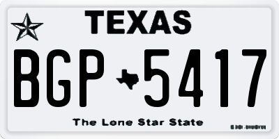 TX license plate BGP5417