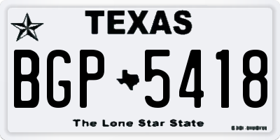 TX license plate BGP5418
