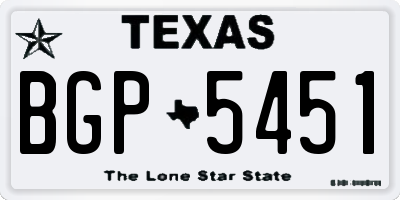 TX license plate BGP5451