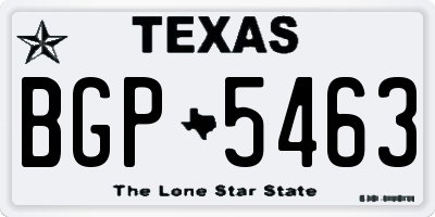 TX license plate BGP5463