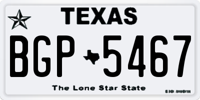 TX license plate BGP5467