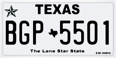 TX license plate BGP5501