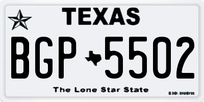 TX license plate BGP5502
