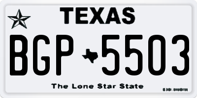 TX license plate BGP5503