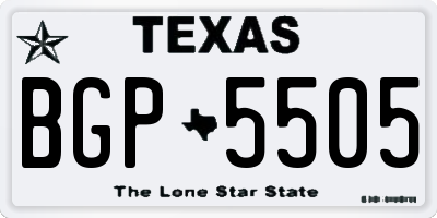 TX license plate BGP5505